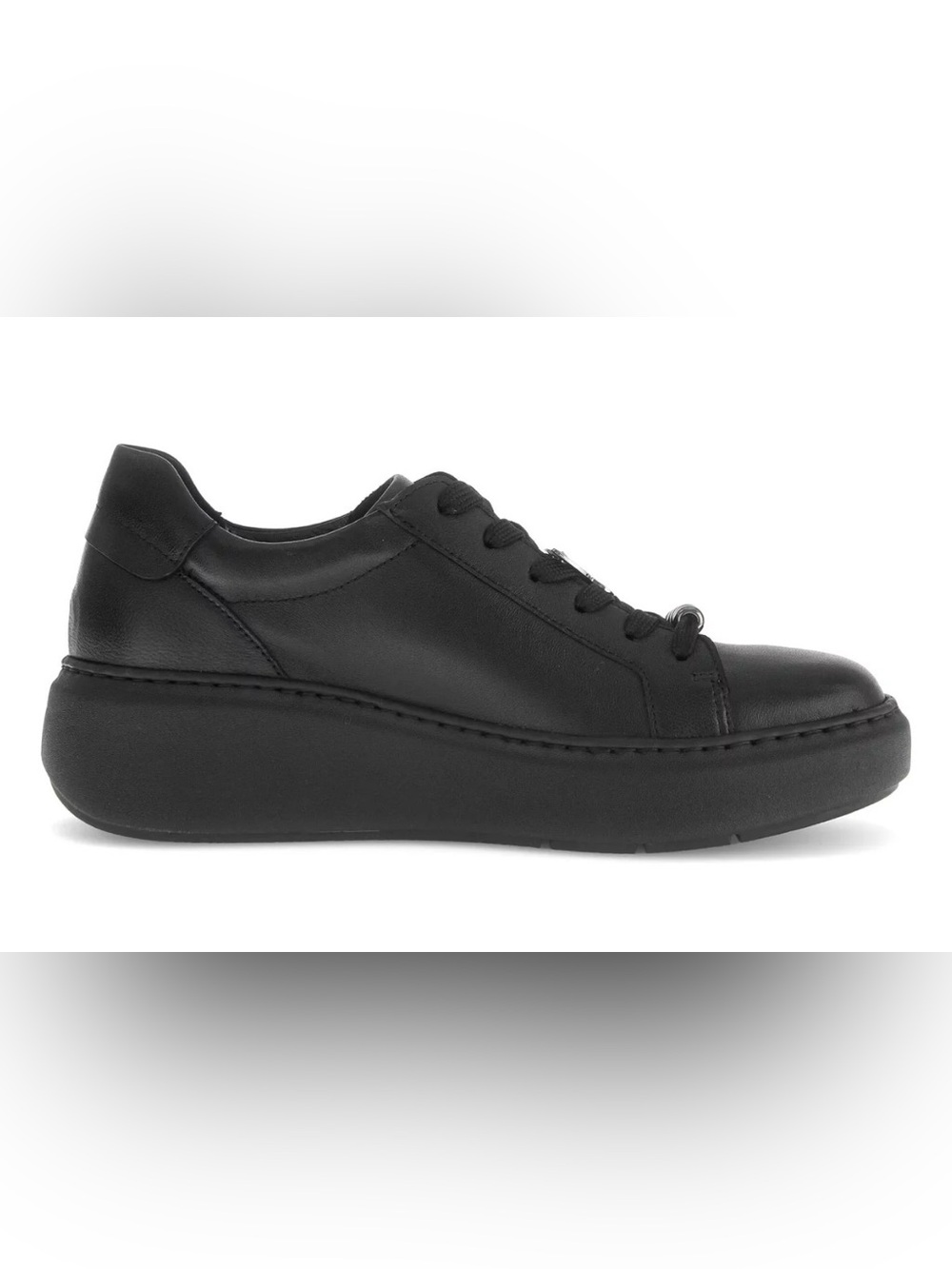 Gabor 73.254.27 Schwarz -Black Platform Leather Sneaker - Women's Casual Shoe